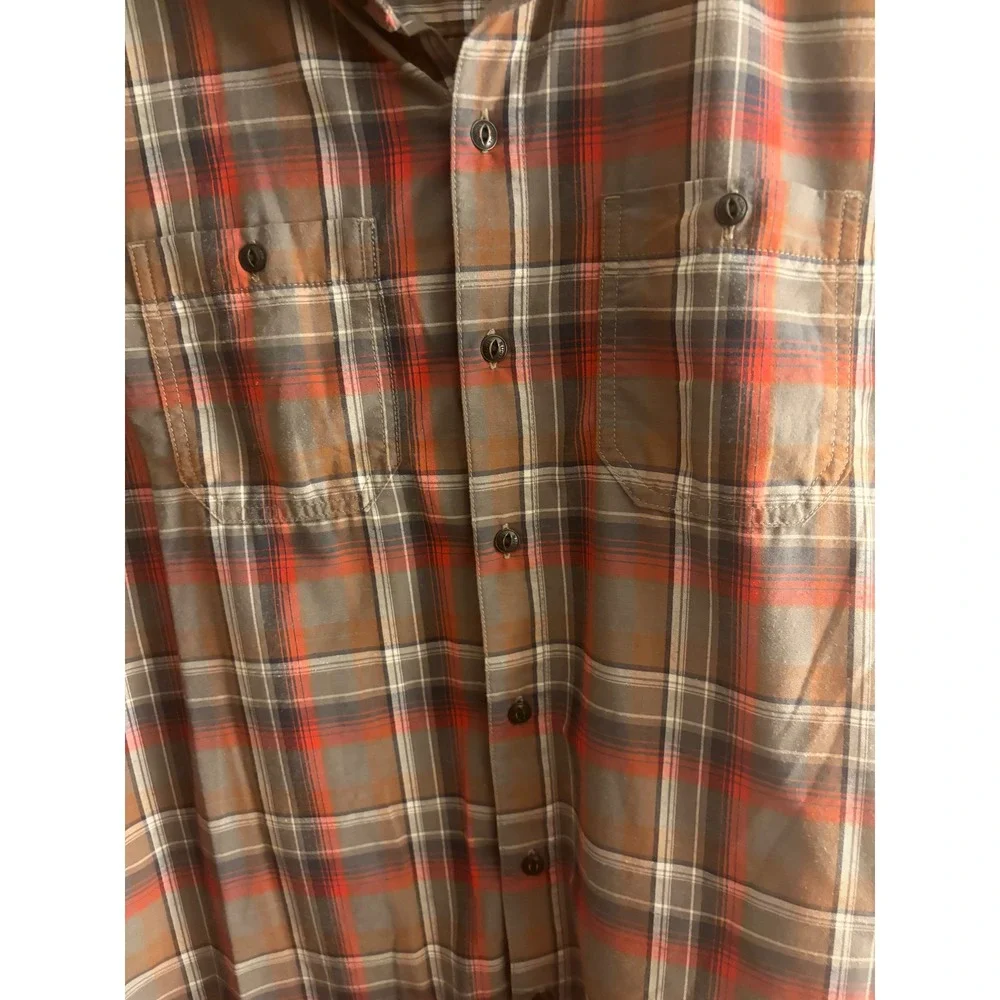 Kuhl Plaid Button Down Shirt Mens Medium Brown Red Excellent Tapered Fit - Picture 4 of 11